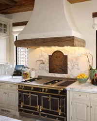 Wooden kitchens with hood photo