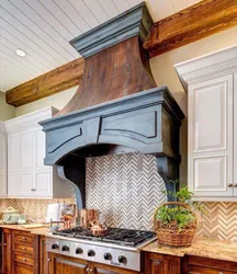 Wooden kitchens with hood photo