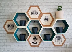 Honeycomb shelves in the kitchen photo