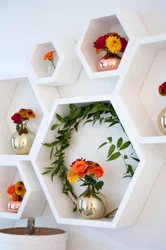 Honeycomb shelves in the kitchen photo