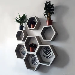 Honeycomb shelves in the kitchen photo