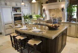 Photo of a kitchen with a large countertop