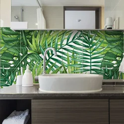 Bathroom Tile Leaves Photo