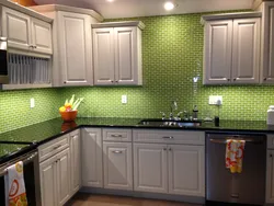White Kitchen Green Countertop Photo