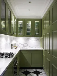 White Kitchen Green Countertop Photo