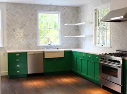 Белая Кухня Зеленая Столешница Фото