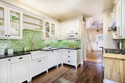 White kitchen green countertop photo