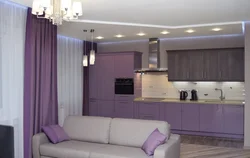 Lilac Sofa In The Kitchen Photo