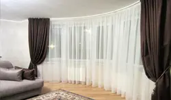Длина тюли в гостиной фото