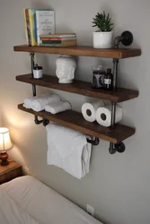 Shelves in loft bathroom photo