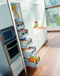 Narrow cabinets in the kitchen photo