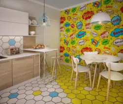 Children'S Wallpaper In The Kitchen Photo