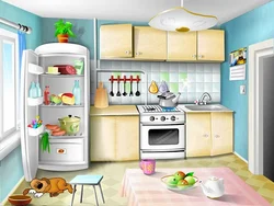 Children's wallpaper in the kitchen photo