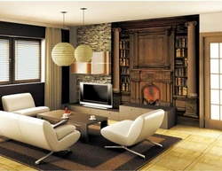 Photo wallpaper fireplaces in the living room