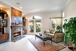 Photo wallpaper fireplaces in the living room
