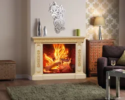 Photo wallpaper fireplaces in the living room