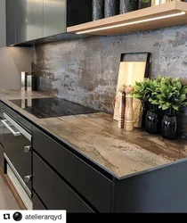 Gray stone countertop kitchen photo