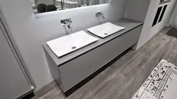 Gray sink for bathroom photo