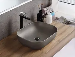 Gray sink for bathroom photo