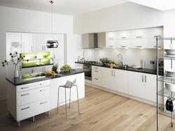 White kitchen with cities photo