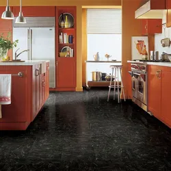 Kitchen with dark linoleum photo