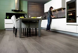 Kitchen with dark linoleum photo