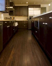 Kitchen with dark linoleum photo
