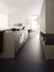 Kitchen With Dark Linoleum Photo