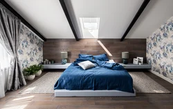 Sloping walls in the bedroom photo