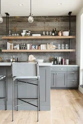 Gray Shelves In The Kitchen Photo