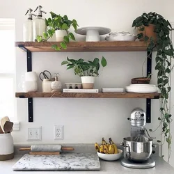 Gray shelves in the kitchen photo
