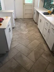 Herringbone floor in the kitchen photo