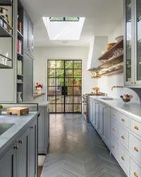 Herringbone floor in the kitchen photo