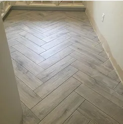 Herringbone floor in the kitchen photo