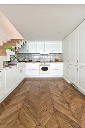 Herringbone floor in the kitchen photo