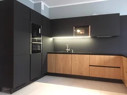 Black kitchens made of mdf photo