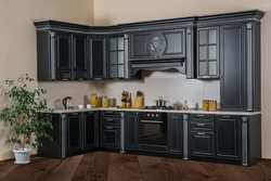 Black kitchens made of mdf photo