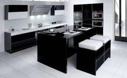 Чорныя кухні з востравам фота