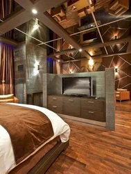 Bedroom with mirrored ceiling photo