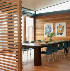 Wooden partition in the kitchen photo