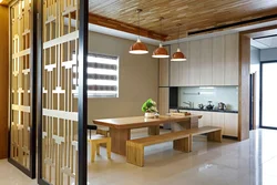 Wooden partition in the kitchen photo