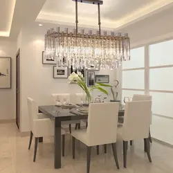 Rectangular chandelier in the kitchen photo