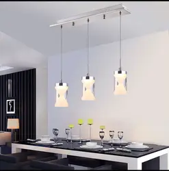 Rectangular chandelier in the kitchen photo