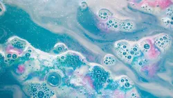 Photo of soap bubbles in the bathroom