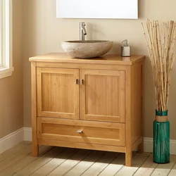 Photo of wooden bathroom furniture