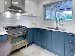 Blue Kitchen Gray Countertop Photo