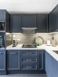 Blue Kitchen Gray Countertop Photo