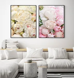 Peonies painting in the bedroom photo