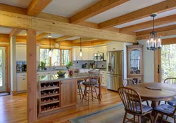 Kitchen ceiling in the country house photo