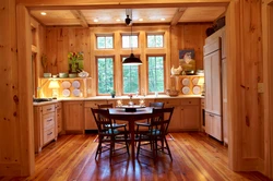 Kitchen ceiling in the country house photo